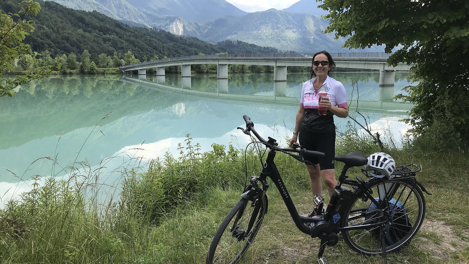 <p>Urlaub im Wohnmobil von Ute Zaworka, Camping Rosental Rož, E-Bike Tour am Drauradweg</p>