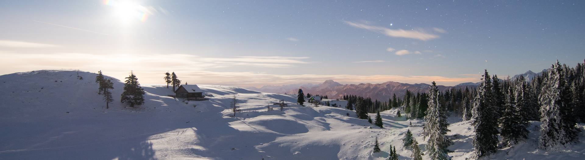 Winterlandschaft im Naturpark Dobratsch in der Region Villach