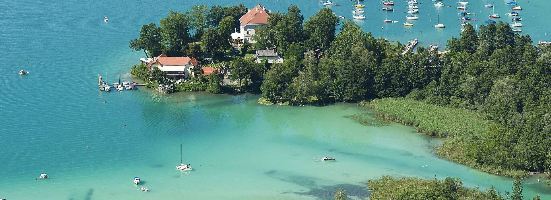 Wörthersee mit Blick auf Maria Loretto