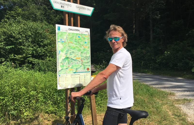 <p>Urlaub im Wohnmobil von Ute Zaworka, Camping Rosental Rož, E-Bike Tour am Drauradweg</p>