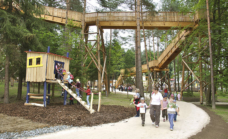 Gruppen mit Spielhaus in der Walderlebniswelt